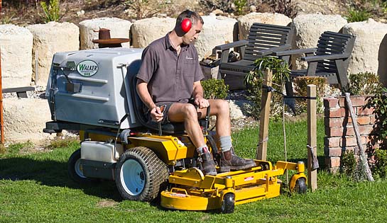 John mowing on the ride-on mower